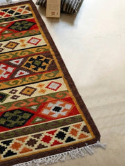 Handwoven Kilim Rug - Tribal Bands (Length 6ft x Width 2ft)