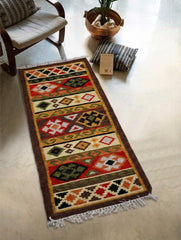 Handwoven Kilim Rug - Tribal Bands (Length 6ft x Width 2ft)