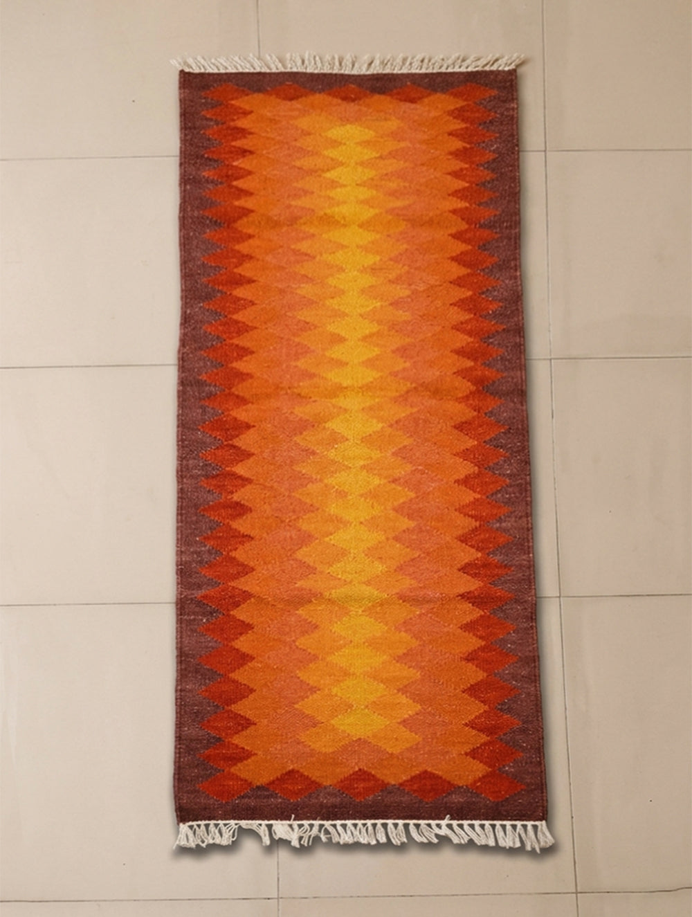 Handwoven Kilim Rug - Ember Gradient (Length 6ft x Width 2ft).