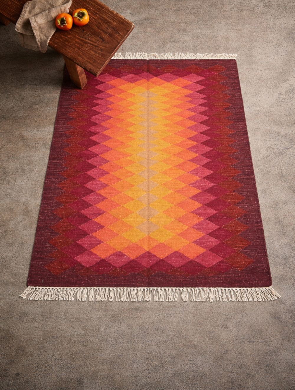 Handwoven Kilim Rug - Ember Gradient (Length 6ft x Width 2ft).