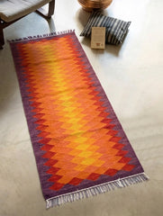 Handwoven Kilim Rug - Ember Gradient (Length 6ft x Width 2ft).