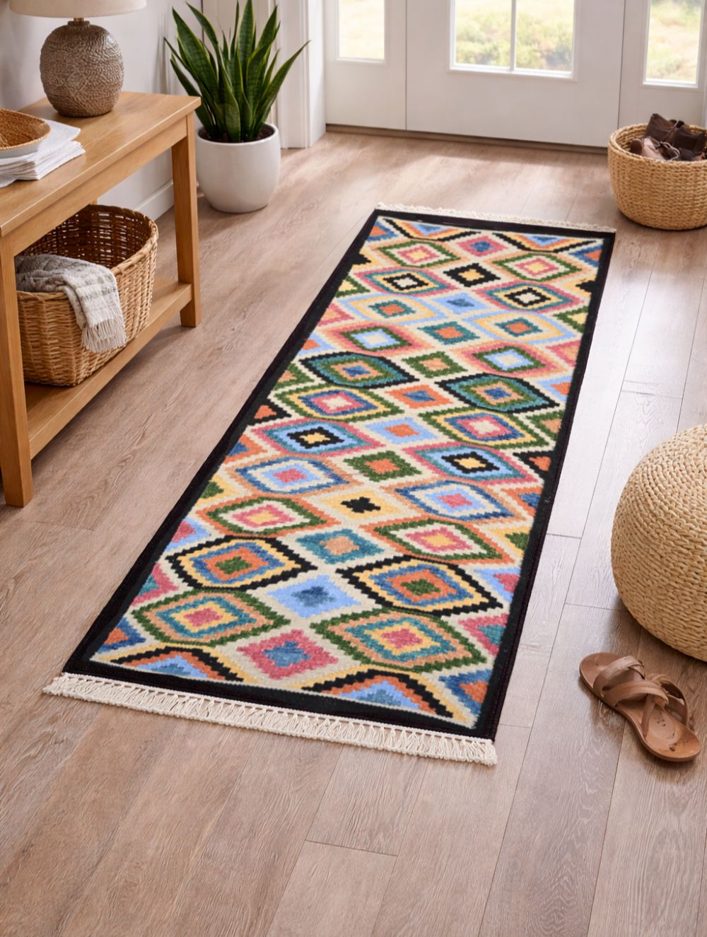 Handwoven Kilim Rug - Diamond Mosaic (Length 6ft x Width 2ft)