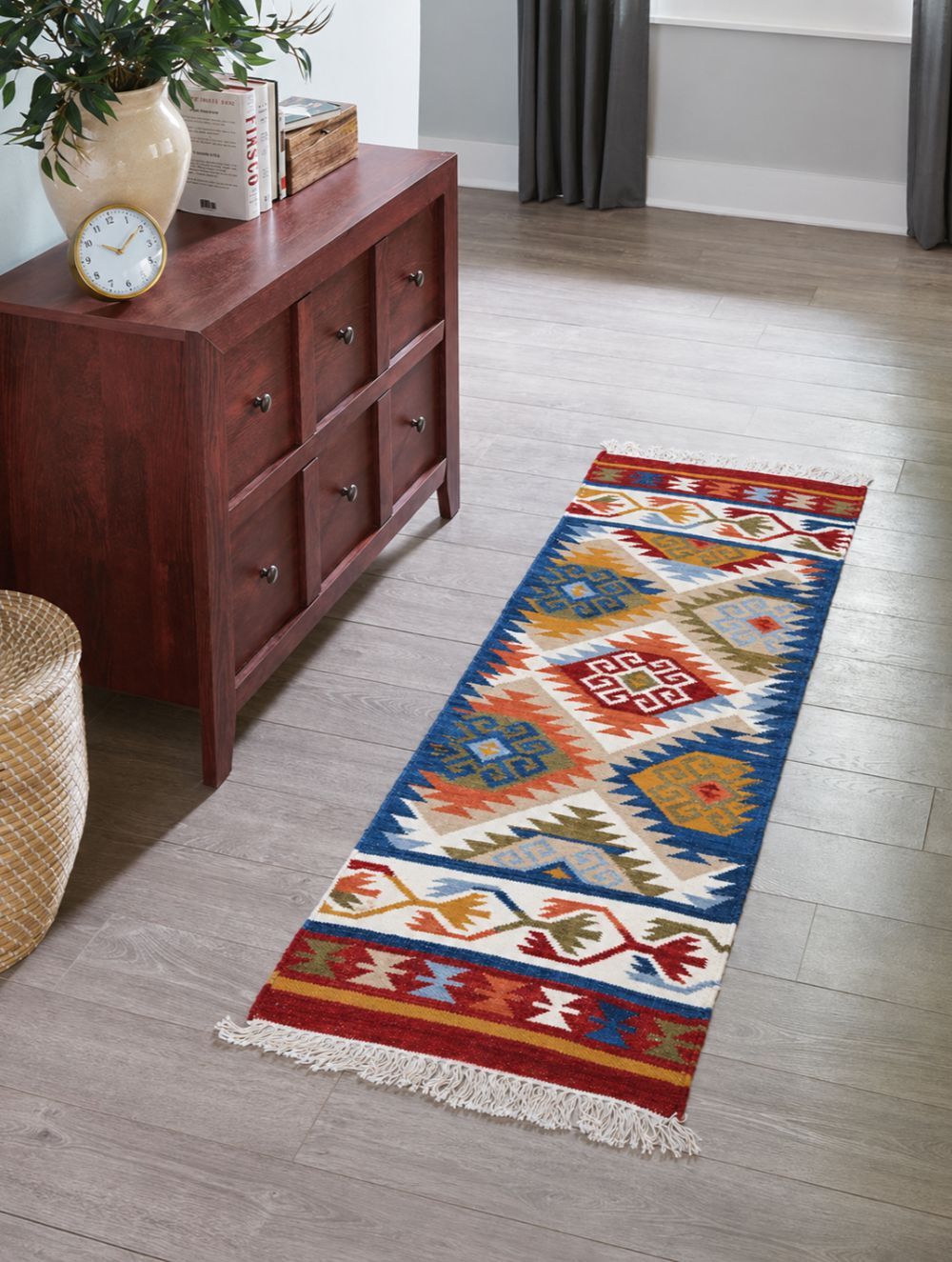 Handwoven Kilim Rug - Sapphire Heritage Medallion (Length 6 ft x Width 2ft)