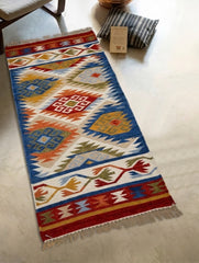 Handwoven Kilim Rug - Sapphire Heritage Medallion (Length 6 ft x Width 2ft)