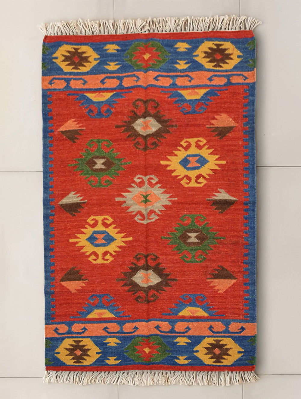 Handwoven Kilim Rug - Scarlet Medallion