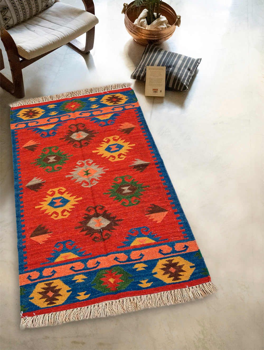 Handwoven Kilim Rug - Scarlet Medallion