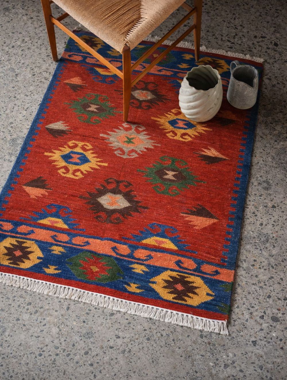 Handwoven Kilim Rug - Scarlet Medallion