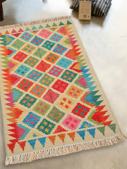 Handwoven Kilim Rug - Candy Mosaic (Length 5ft x Width 3ft)