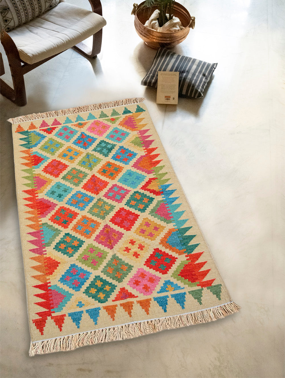 Handwoven Kilim Rug - Candy Mosaic (Length 5ft x Width 3ft)