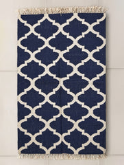 Handwoven Kilim Rug - Indigo Trellis