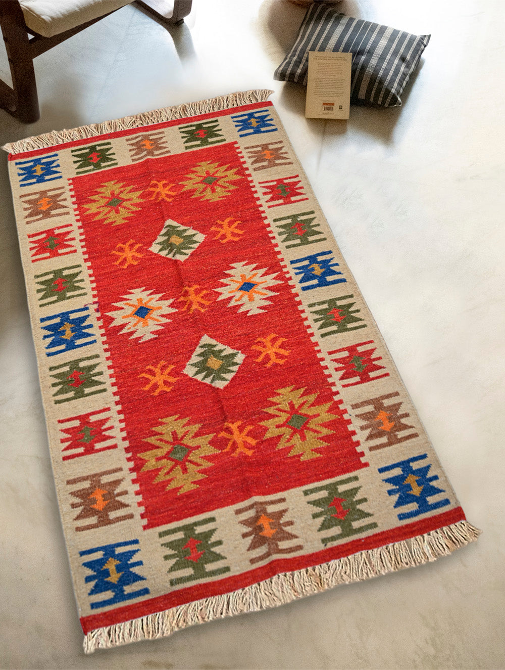 Handwoven Kilim Rug - Crimson Folk
