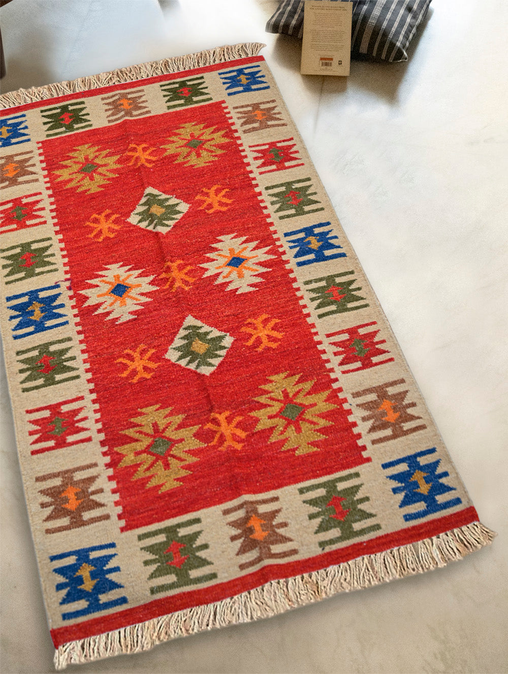 Handwoven Kilim Rug - Crimson Folk