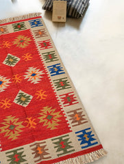 Handwoven Kilim Rug - Crimson Folk