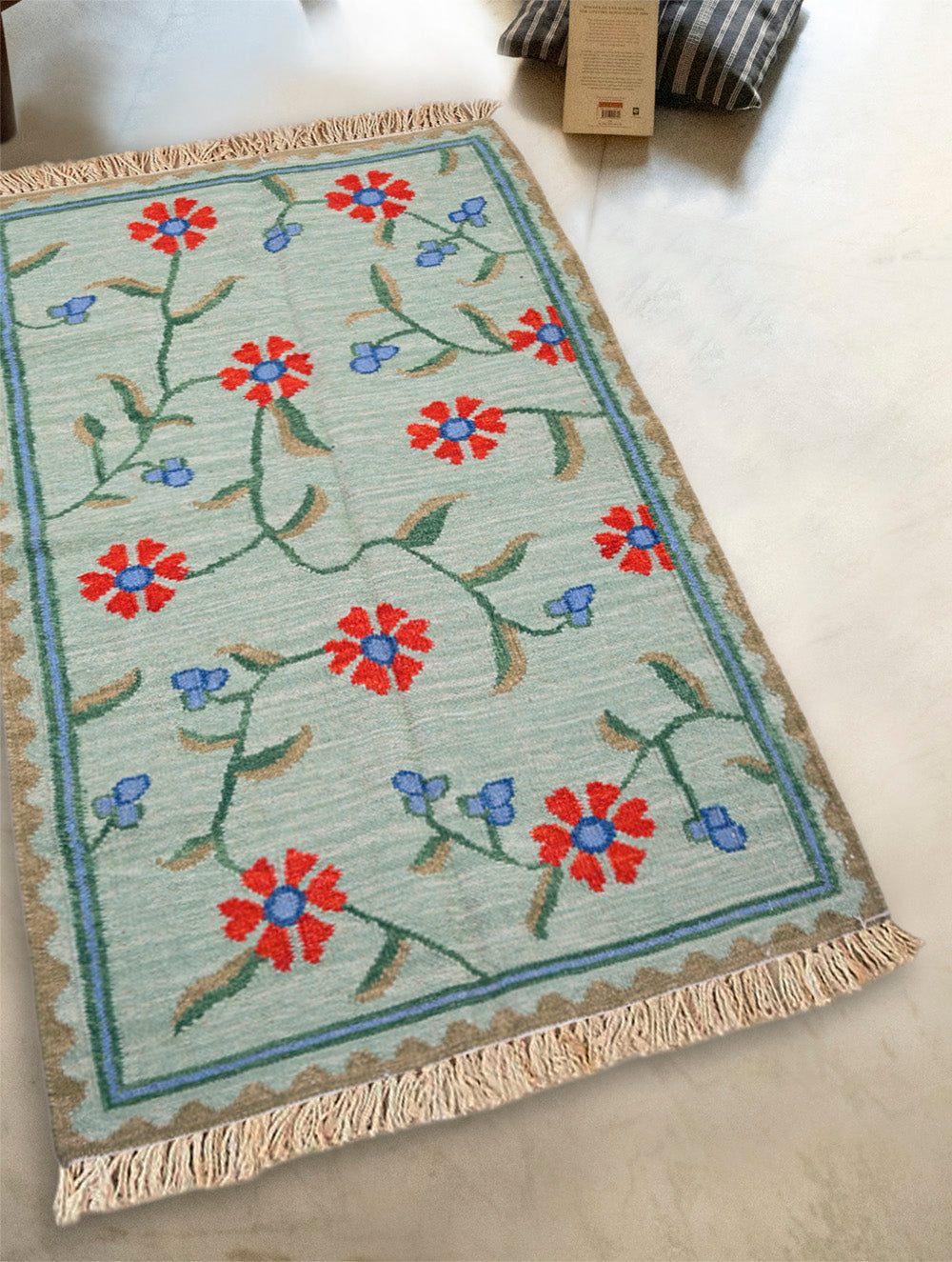 Handwoven Kilim Rug - Turquoise Garden