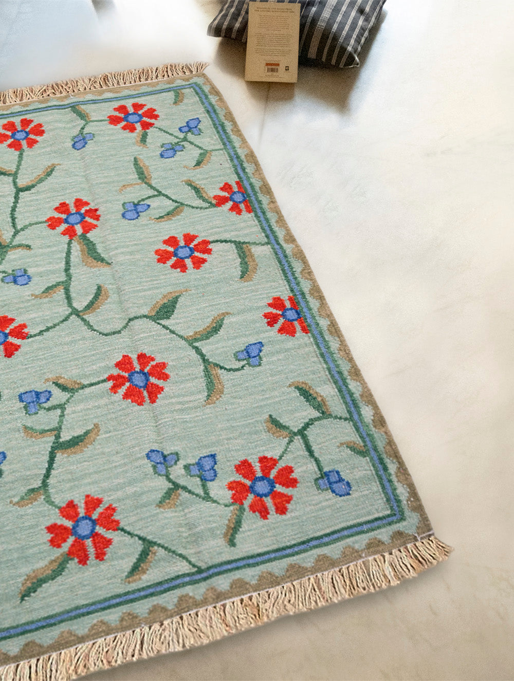 Handwoven Kilim Rug - Turquoise Garden