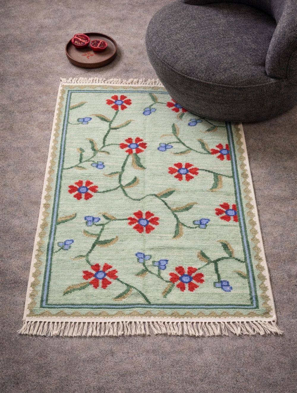Handwoven Kilim Rug - Turquoise Garden