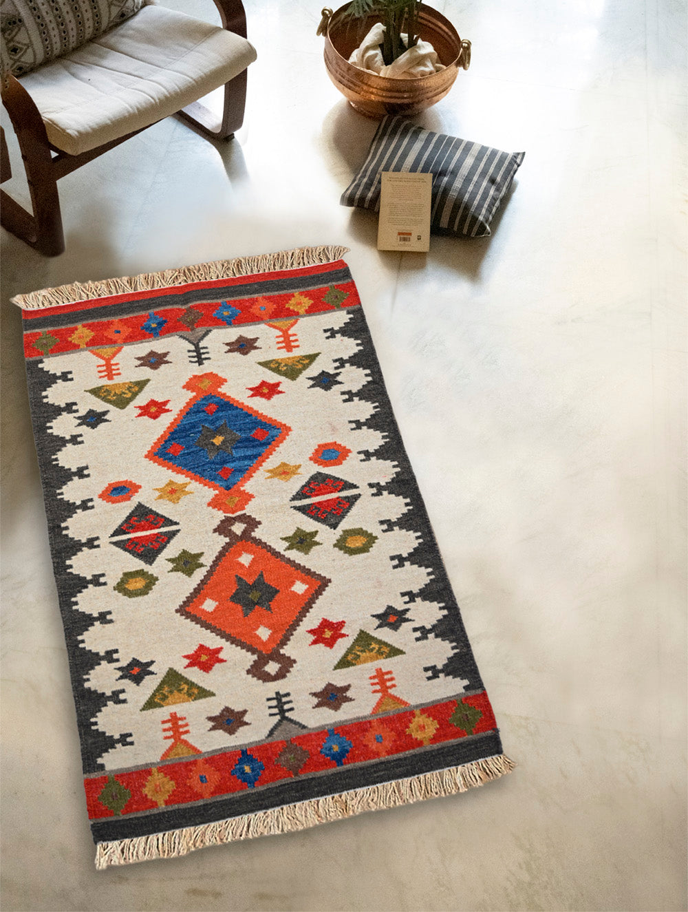Handwoven Kilim Rug - Ivory Folk