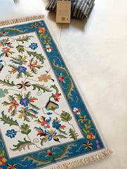 Handwoven Kilim Rug - Teal Garden