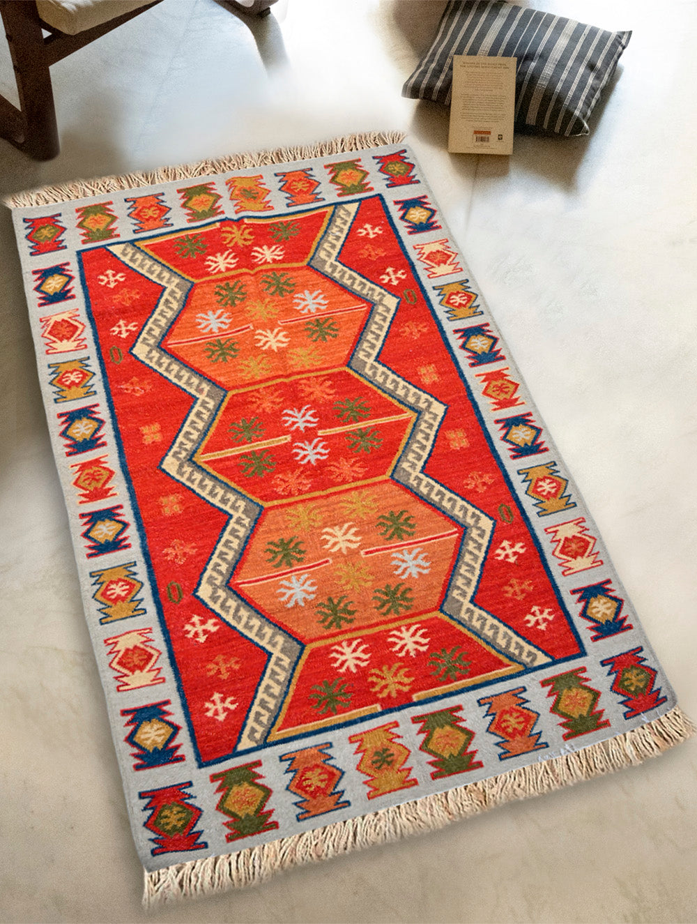 Handwoven Kilim Rug - Ember Chevron
