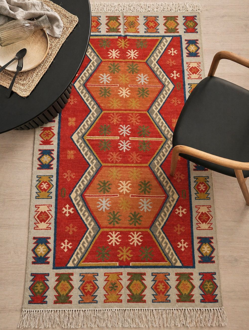 Handwoven Kilim Rug - Ember Chevron