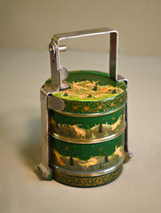 Exclusive Handpainted Kashmiri Art Steel Tiffin Box - Jungle Story 