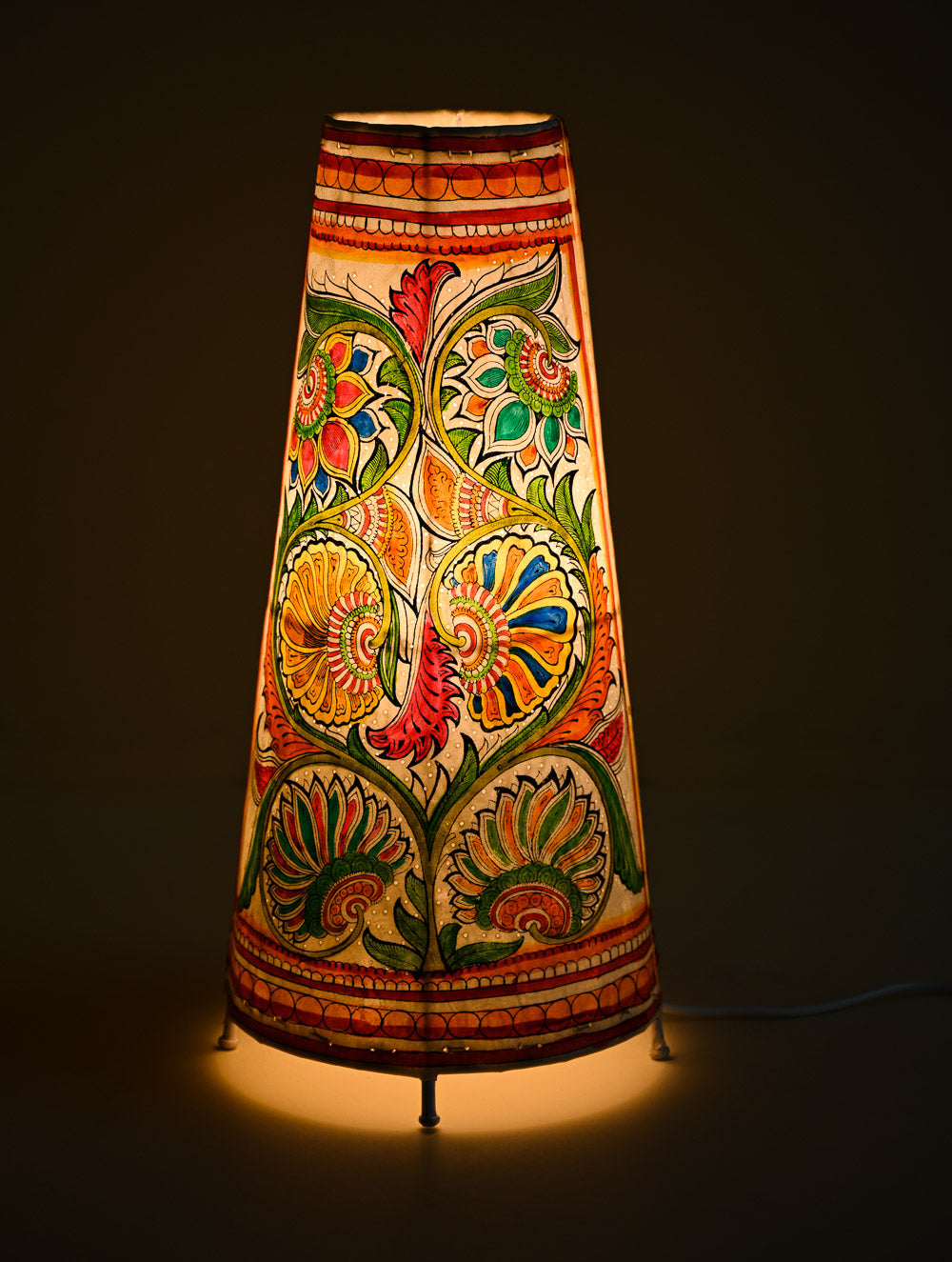 Andhra Leather Craft Lamp Shade - Vana Pushpa. Height - 17 inches
