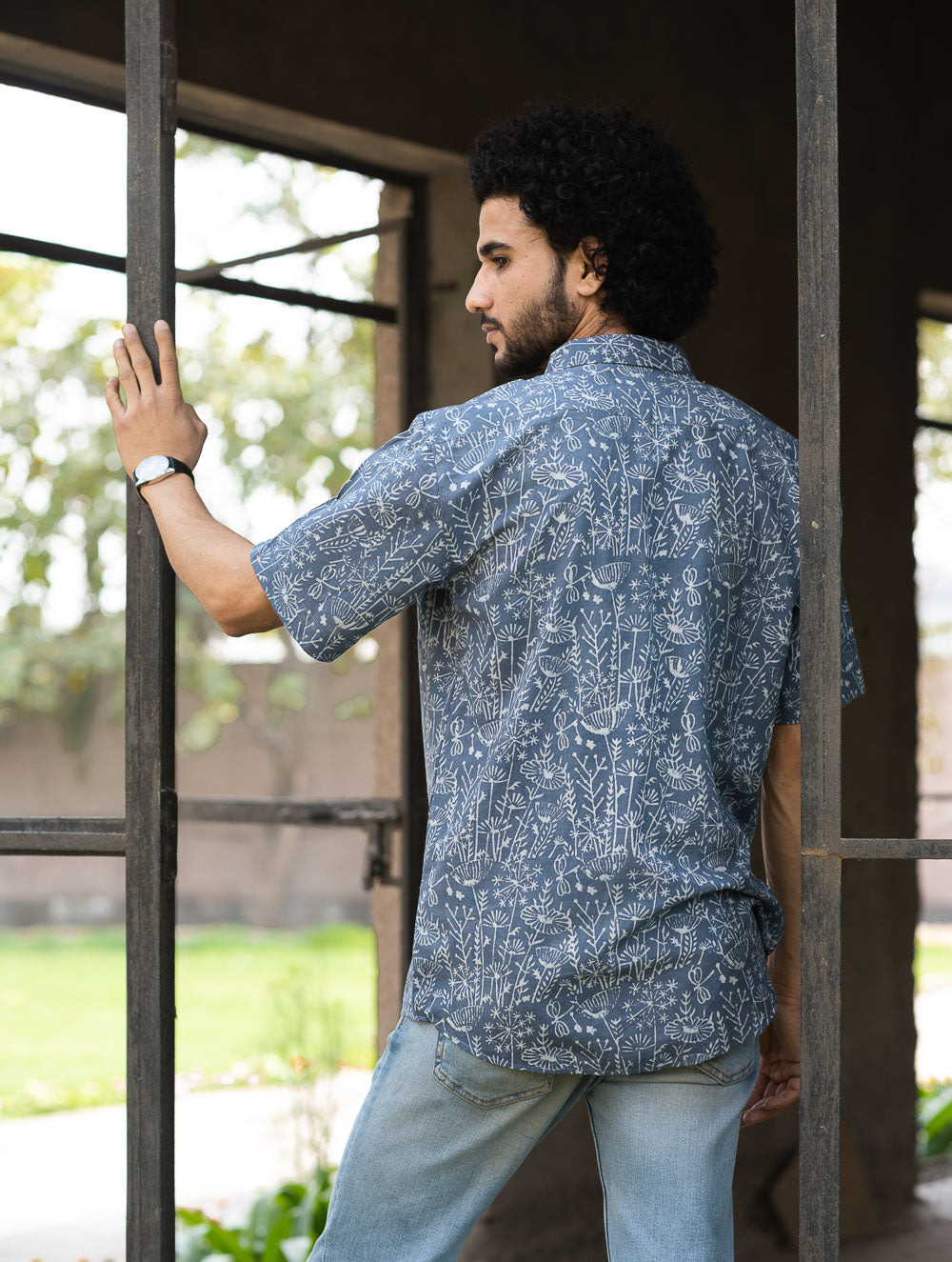 Dabu Hand Block Printed Cotton Shirt - Lavender Summer