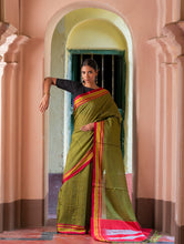Load image into Gallery viewer, Deccan Elegance. Maharashtrian Small Checks Lugadi Saree - HaldiPatta