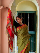 Load image into Gallery viewer, Deccan Elegance. Maharashtrian Small Checks Lugadi Saree - HaldiPatta