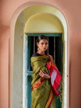 Load image into Gallery viewer, Deccan Elegance. Maharashtrian Small Checks Lugadi Saree - HaldiPatta