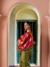 Load image into Gallery viewer, Deccan Elegance. Maharashtrian Small Checks Lugadi Saree - HaldiPatta