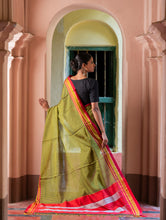 Load image into Gallery viewer, Deccan Elegance. Maharashtrian Small Checks Lugadi Saree - HaldiPatta
