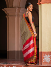 Load image into Gallery viewer, Deccan Elegance. Maharashtrian Small Checks Lugadi Saree - Kesar Katha