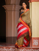 Load image into Gallery viewer, Deccan Elegance. Maharashtrian Small Checks Lugadi Saree - Kesar Katha