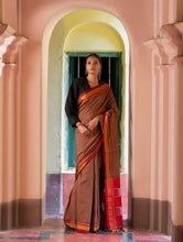 Load image into Gallery viewer, Deccan Elegance. Maharashtrian Small Checks Lugadi Saree - Ra?gamaati
