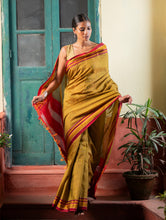 Load image into Gallery viewer, Deccan Elegance. Maharashtrian Small Checks Lugadi Saree - Suvarna