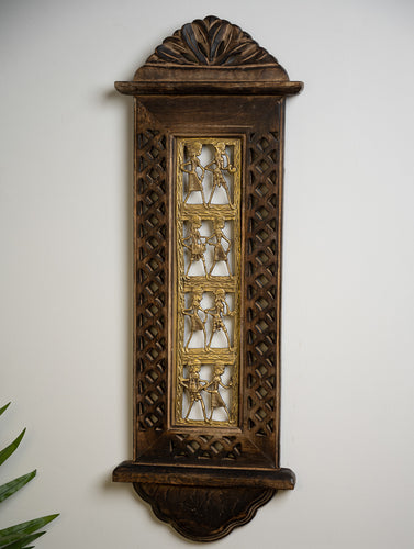 Dhokra & Wood Engraved Wall Frame