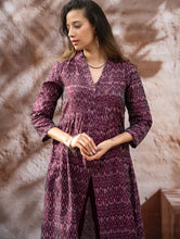 Load image into Gallery viewer, Elegant Classic. Light, Soft Ikat Handwoven Long Kurta Set - Purple Abstract (Set of Two)