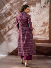 Load image into Gallery viewer, Elegant Classic. Light, Soft Ikat Handwoven Long Kurta Set - Purple Abstract (Set of Two)