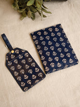 Load image into Gallery viewer, Embossed Leather Travel Set - Blue Anchor (Set of 2)