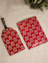 Load image into Gallery viewer, Embossed Leather Travel Set - Red Flora (Set of 2)