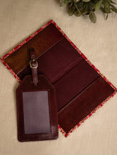 Load image into Gallery viewer, Embossed Leather Travel Set - Red Flora (Set of 2)
