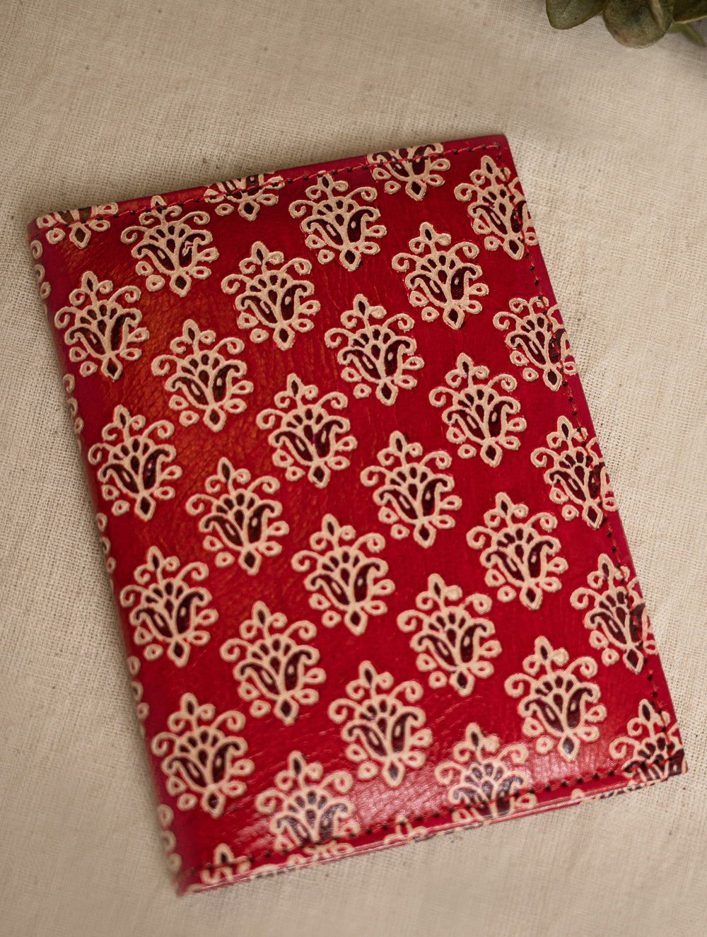 Load image into Gallery viewer, Embossed Leather Travel Set - Red Flora (Set of 2)