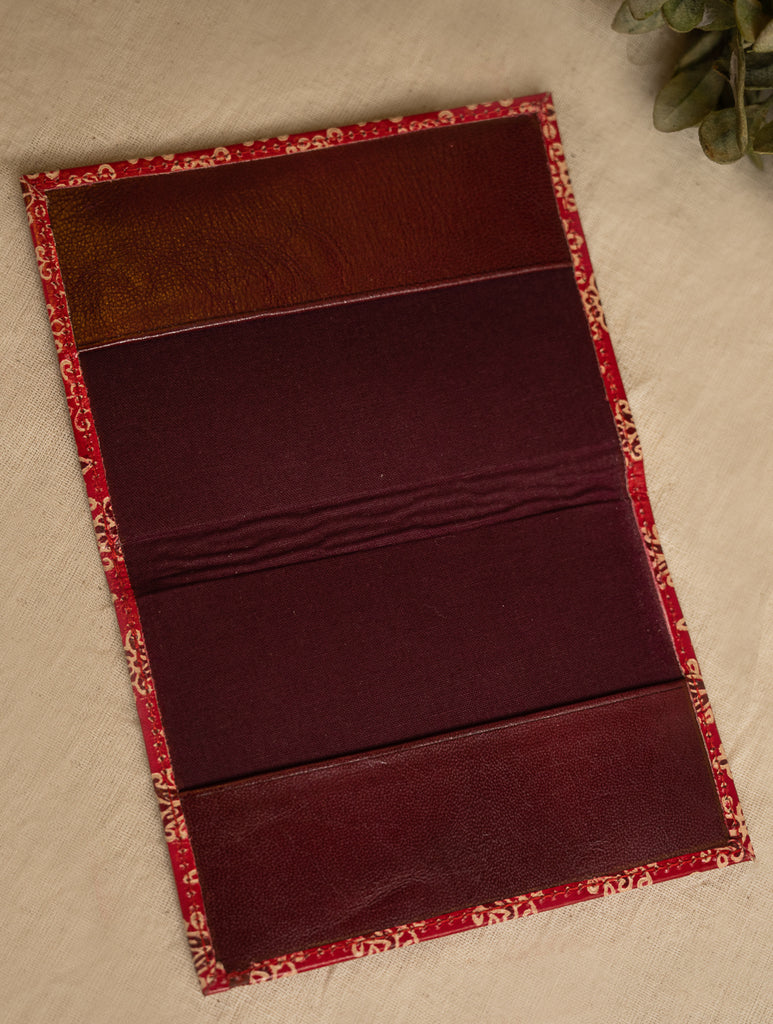 Embossed Leather Travel Set - Red Flora (Set of 2)