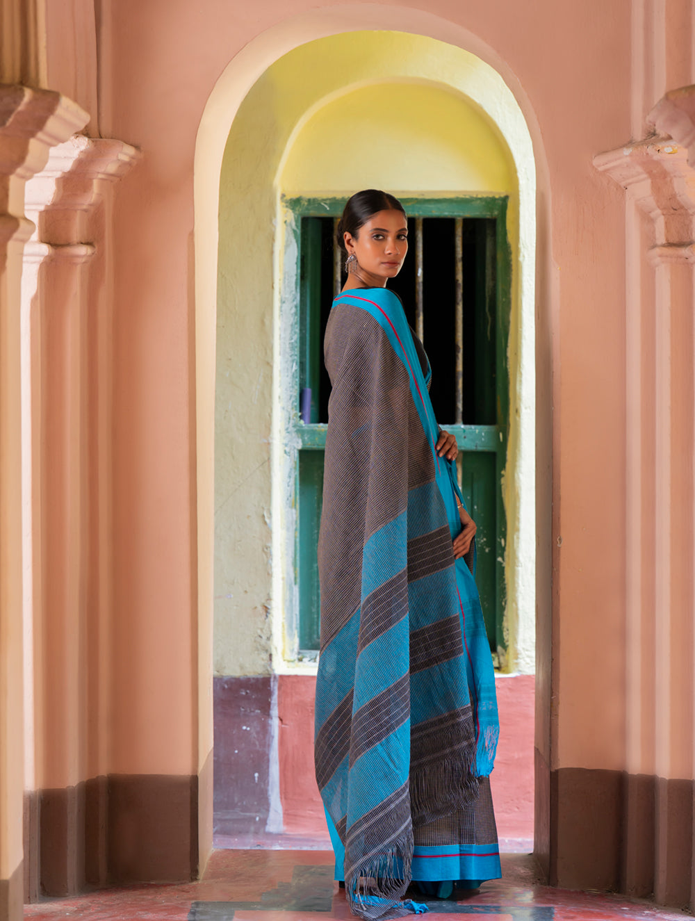 Load image into Gallery viewer, Ethnic Elegance. Handwoven Pateda Aanchu Saree - Kurunji