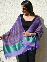 Load image into Gallery viewer, Exclusive Bhagalpur Tussar Silk Stole - Amethyst Tide