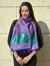 Load image into Gallery viewer, Exclusive Bhagalpur Tussar Silk Stole - Amethyst Tide