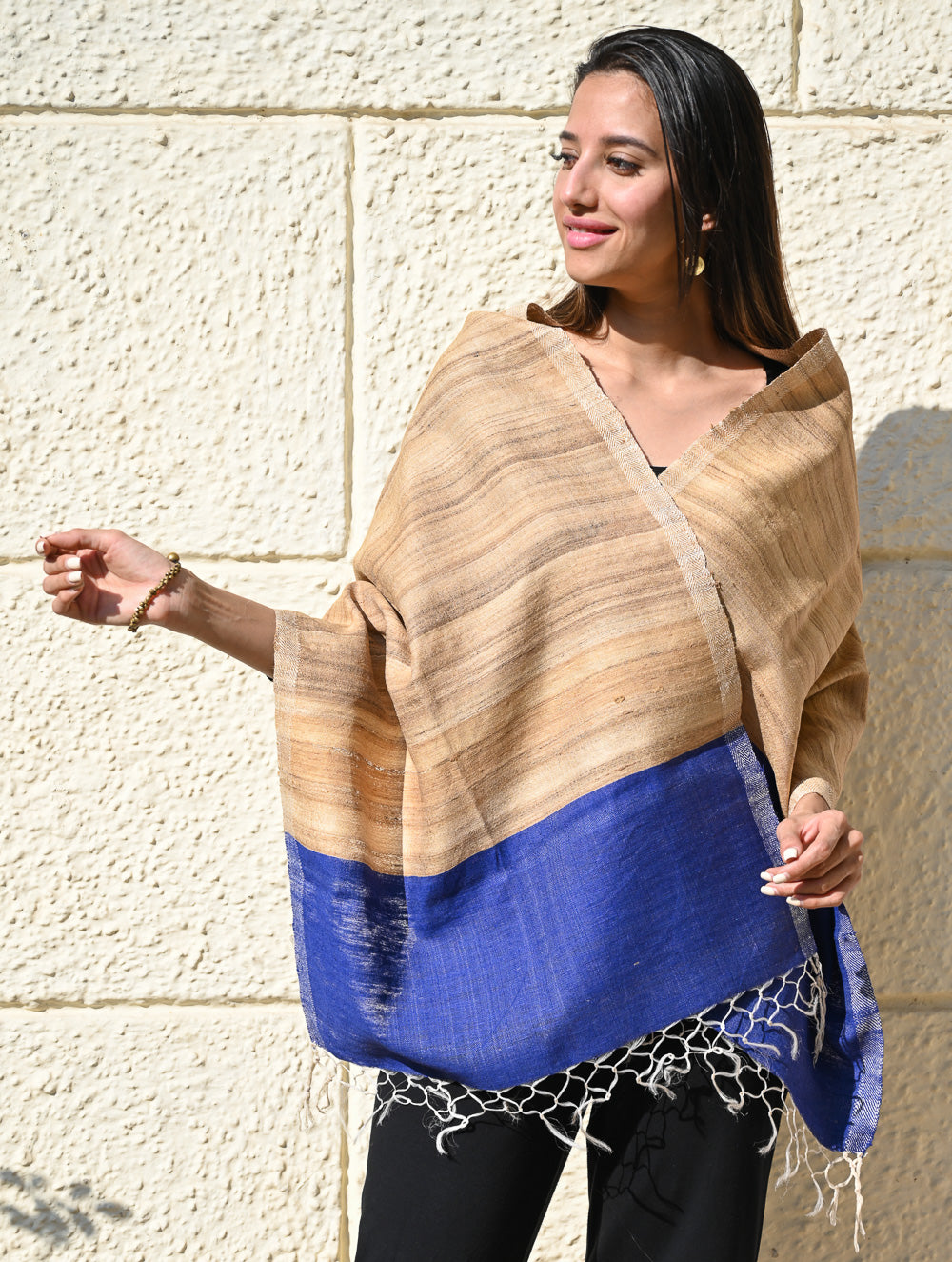 Exclusive Bhagalpur Tussar Silk Stole - Beach and Sand