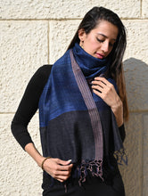 Load image into Gallery viewer, Exclusive Bhagalpur Tussar Silk Stole - Blue Hour