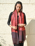 Exclusive Bhagalpur Tussar Silk Stole - Garnet Dusk